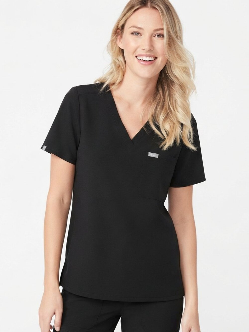 Figs XXS Catarina Black One Pocket Scrub Top XXSmall